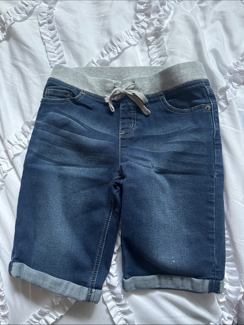 Justice Girls Dark Blue Denim  Roll-Cuff Shorts